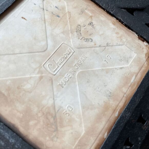 Vintage Cherry Japan Cast Iron Trivet with Enamel Folk Art Tile - Picture 7 of 8